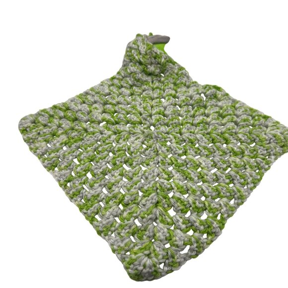 Oscar The Grouch Crochet Blanket Plush Head Green Gray Lovey Baby Item Handknit - Picture 3 of 5
